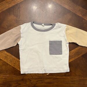 Quincy Mae Long Sleeve Shirt with Pocket - Cream, Gray, Tan